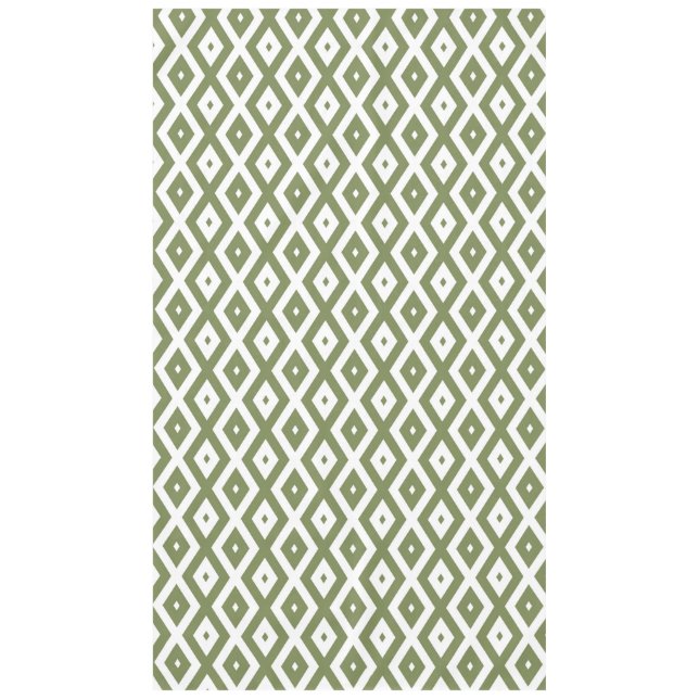 Olive green and white diamond pattern tablecloth (Front)