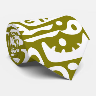 olive green and white doodles 4 of 7 tie