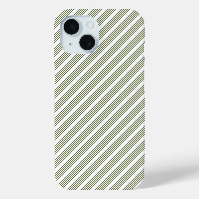 Olive green and white five stripe pattern Case-Mate iPhone case (Back)