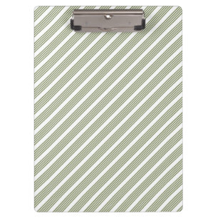 Olive green and white five stripe pattern clipboard