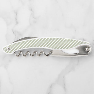 Olive green and white five stripe pattern corkscrew