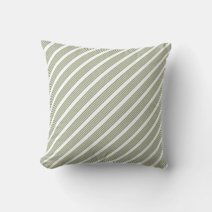 Olive green and white five stripe pattern cushion