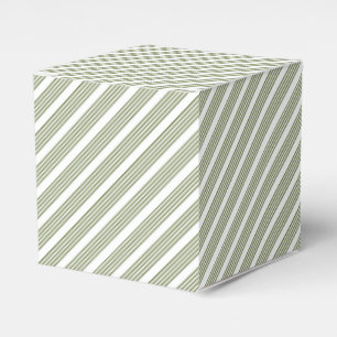 Olive green and white five stripe pattern favour box