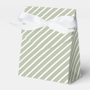 Olive green and white five stripe pattern favour box