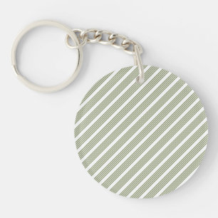 Olive green and white five stripe pattern key ring