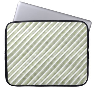 Olive green and white five stripe pattern laptop sleeve