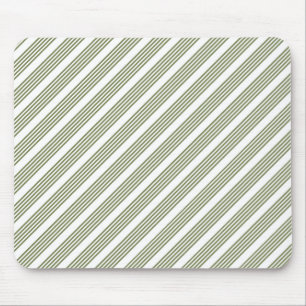 Olive green and white five stripe pattern mouse mat