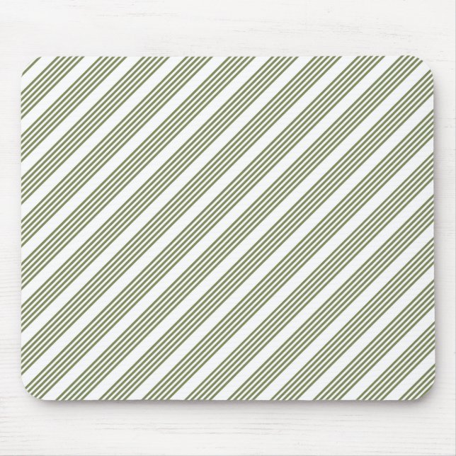 Olive green and white five stripe pattern mouse mat (Front)
