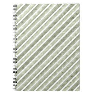 Olive green and white five stripe pattern notebook