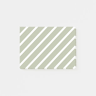 Olive green and white five stripe pattern post-it notes