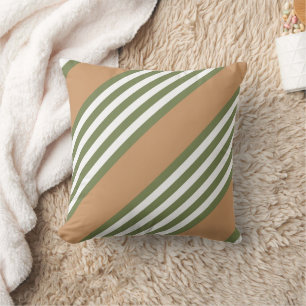 Olive green and white five stripe pattern with tan cushion