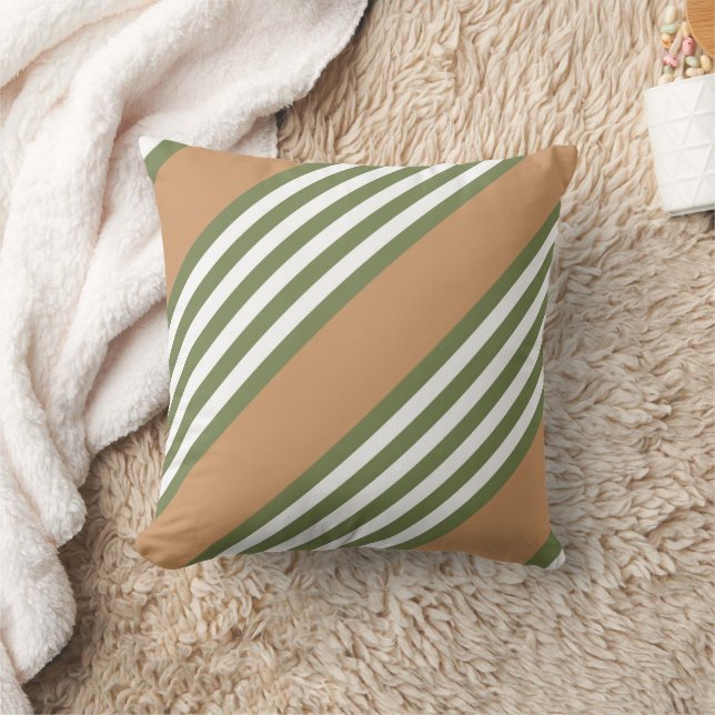 Olive green and white five stripe pattern with tan cushion (Blanket)