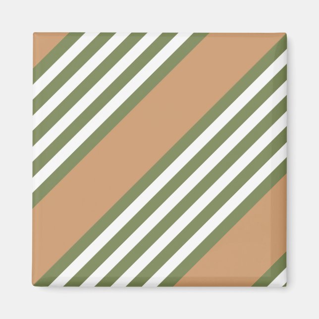 Olive green and white five stripe pattern with tan magnet (Front)