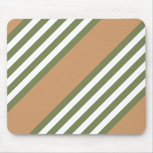 Olive green and white five stripe pattern with tan mouse mat