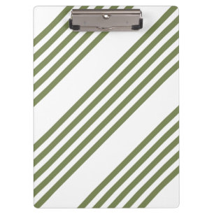 Olive green and white five stripes pattern clipboard