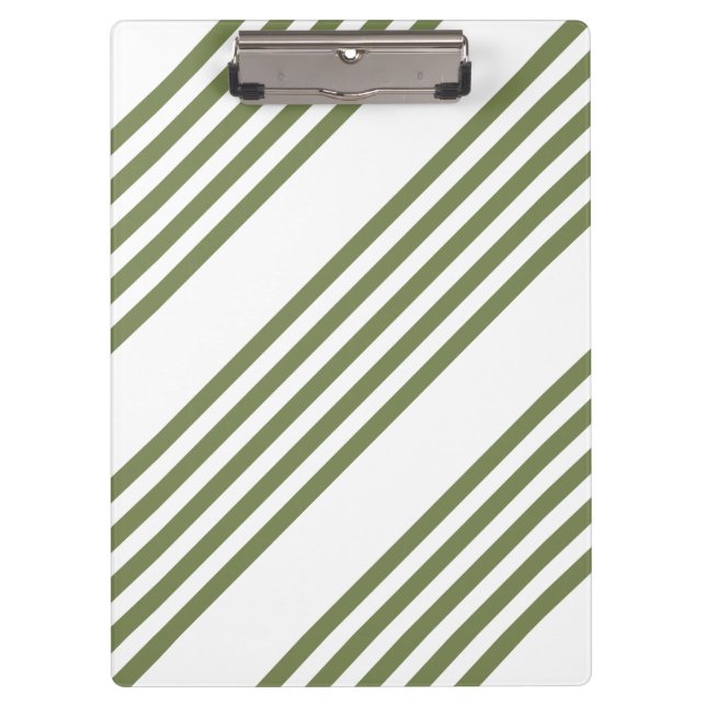 Olive green and white five stripes pattern clipboard (Front)