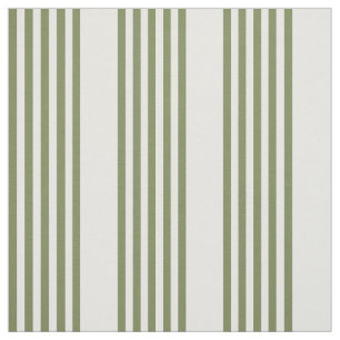 Olive green and white five stripes pattern fabric