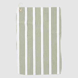 Olive green and white five stripes pattern golf towel