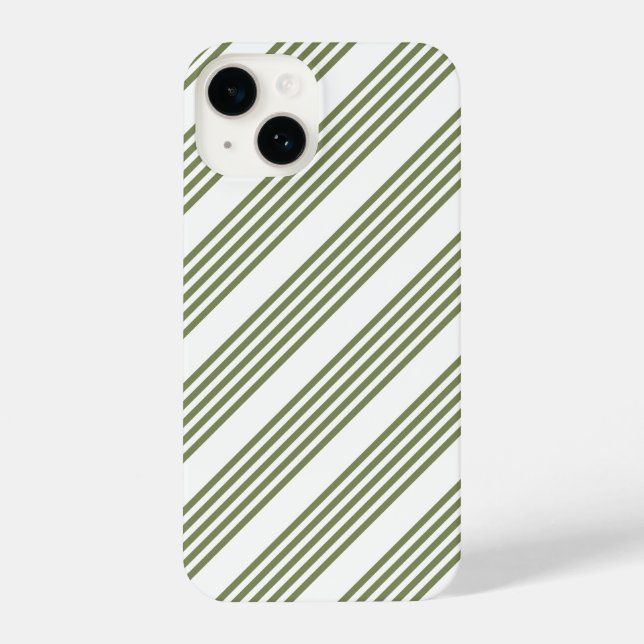 Olive green and white five stripes pattern iPhone case (Back)