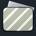 Olive green and white five stripes pattern laptop sleeve<br><div class="desc">Olive green and white five stripes pattern</div>