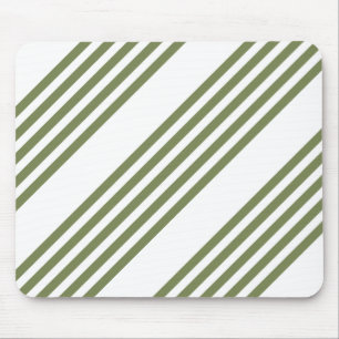 Olive green and white five stripes pattern mouse mat