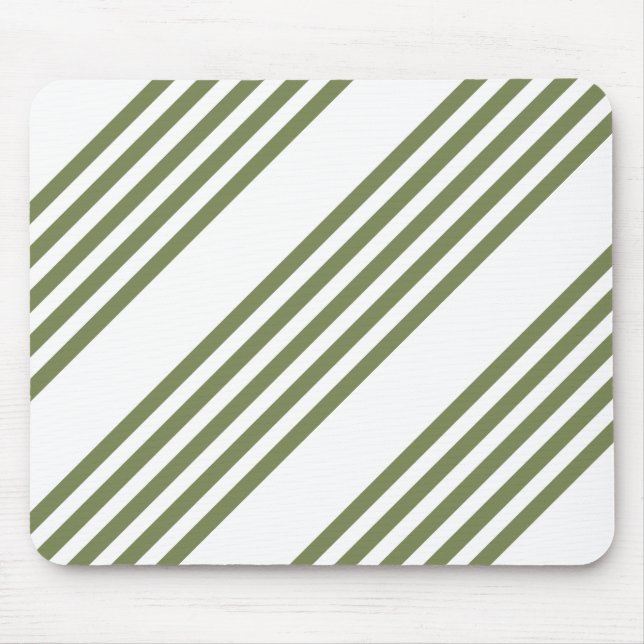 Olive green and white five stripes pattern mouse mat (Front)