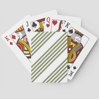 Olive green and white five stripes pattern playing cards
