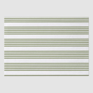 Olive green and white five stripes pattern tissue paper