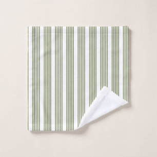 Olive green and white five stripes pattern wash cloth