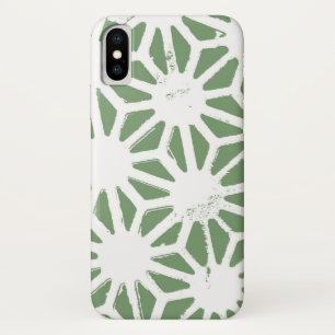 Olive green and white geometric pattern iPhone x case