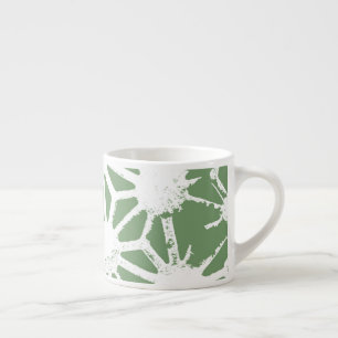 Olive green and white geometric pattern espresso cup