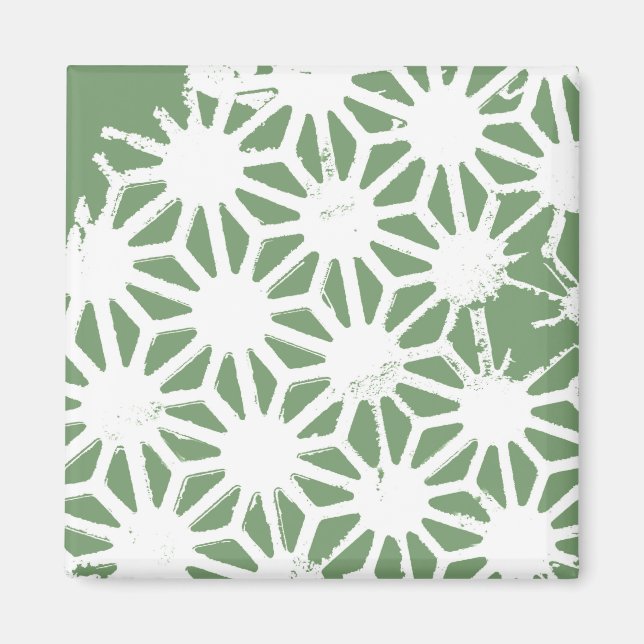 Olive green and white geometric pattern magnet (Front)