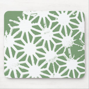 Olive green and white geometric pattern mouse mat
