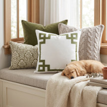 Olive Green and White Greek Key | Editable Colours