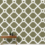 Olive Green and White Modern Lattice Wallpaper<br><div class="desc">Green and White Diamond Lattice design.</div>