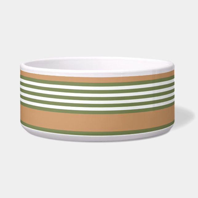 Olive green and white stripes pattern with tan (Front)