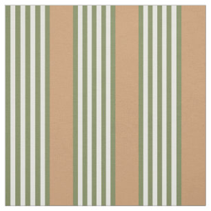 Olive green and white stripes pattern with tan fabric