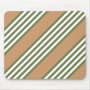 Olive green and white stripes pattern with tan mouse mat
