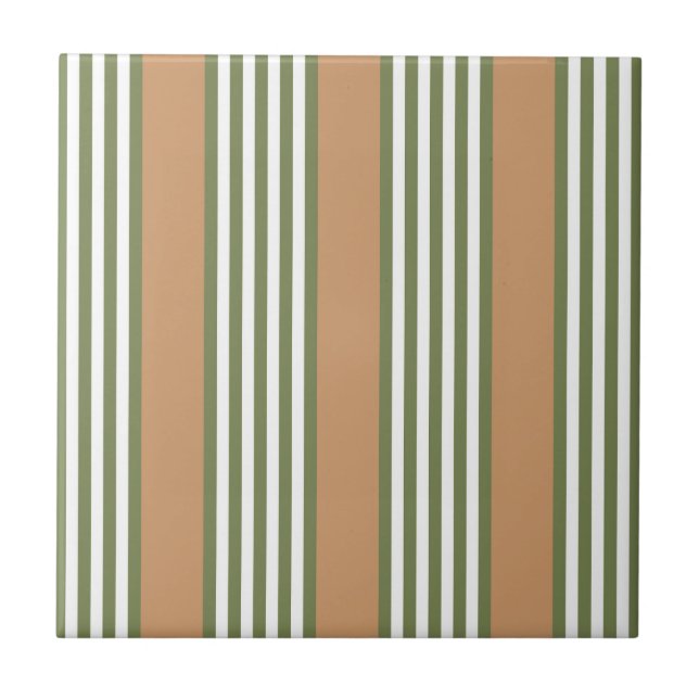 Olive green and white stripes pattern with tan tile (Front)