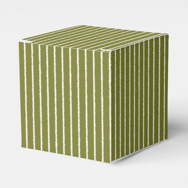 Olive Green and White Stripes with Uneven Lines Favour Box (Front Side)