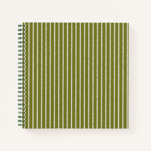 Olive Green and White Stripes with Uneven Lines Notebook