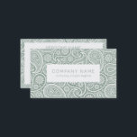 Olive green and white vintage paisley pattern business card<br><div class="desc">The white vintage paisley pattern over a changeable olive green background colour a perfect for paisley lovers. Little vintage with modern typography makes this design eye-catching.</div>