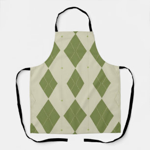 Olive Green Argyle Diamond Pattern Apron