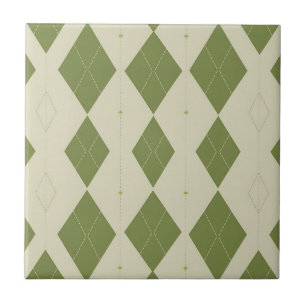 Olive Green Argyle Diamond Pattern Tile