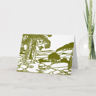 Olive Green Arts and Crafts Landscape Card