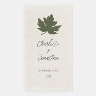 Olive Green  Autumn Maple Leaf Wedding   Napkin