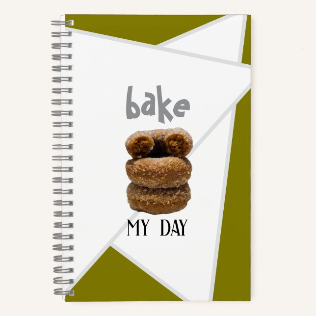 Olive Green Bake My Day Spiral Notebook (Front)