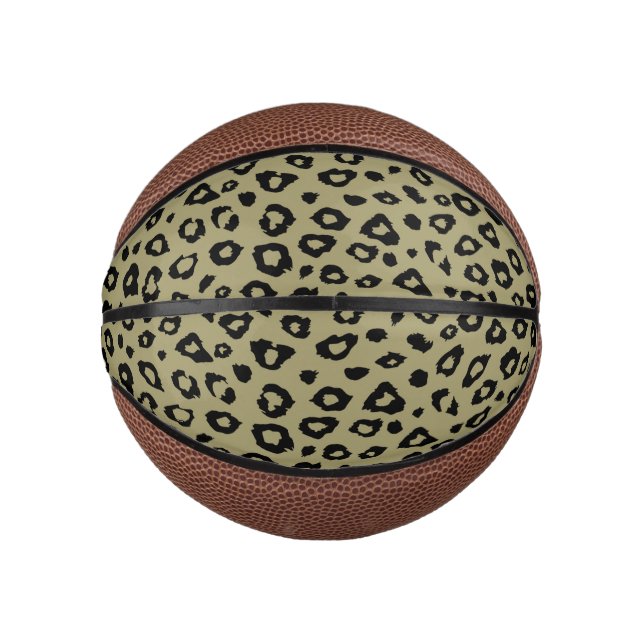 Olive Green Black Leopard Print Mini Basketball (Front)