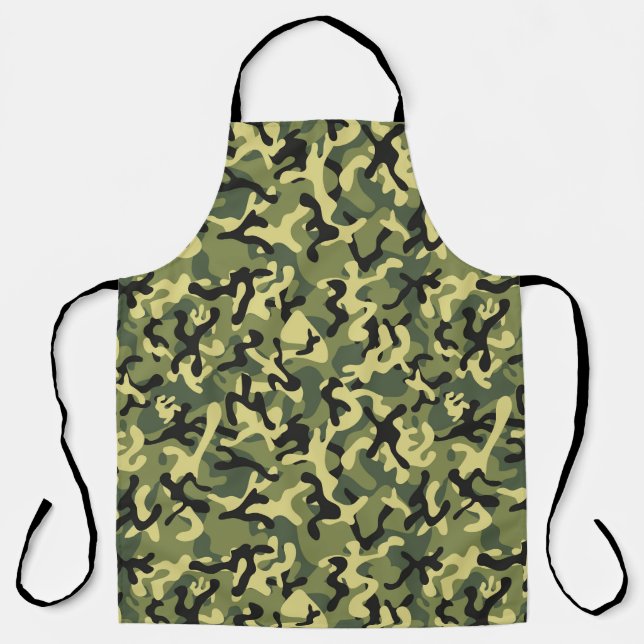 Olive Green Black Woodland Camouflage Apron (Front)