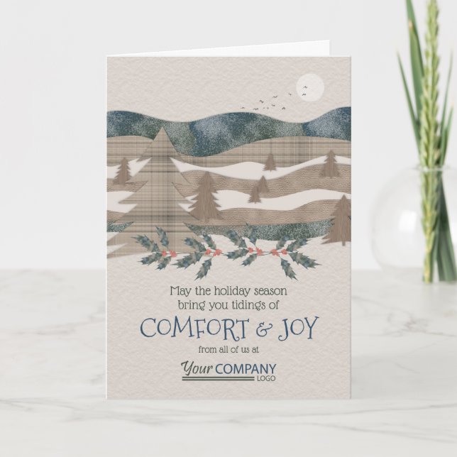 Olive Green, Blue Nature Company Holiday Cards (Front)